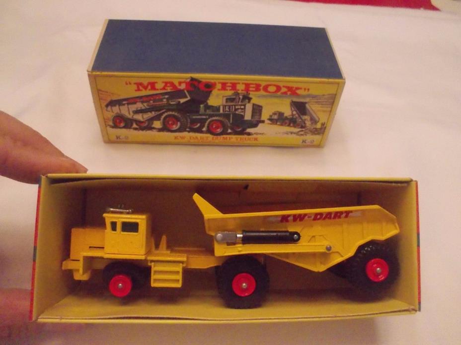 Vintage Lesney Matchbox Size KW-Dart Dump Truck mover K-2 nice box