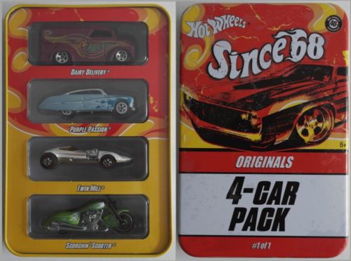 Hot Wheels: SINCE '68 4 CAR Set in sealed tin, FACTORY 1:64