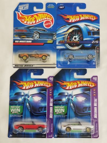 HOT WHEELS Lot Of 4 ‘65 MUSTANG Convertible #1051 #087 variations red white blue