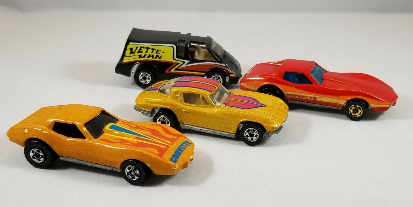 Vintage Hot Wheels Corvette Lot Of 3 And Vette Van 1975, 1979 And 1980
