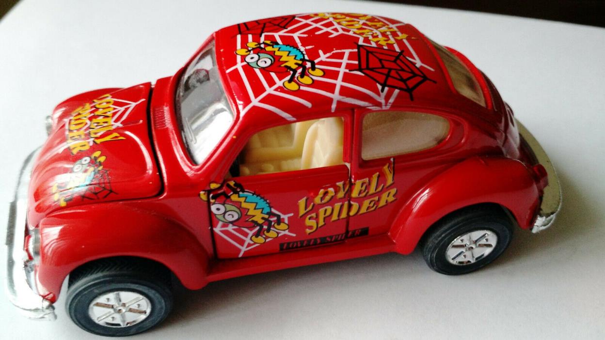 Vintage Volkswagan Diecast Toy Car VW Red Beetle 1/32 The Lovely Spider