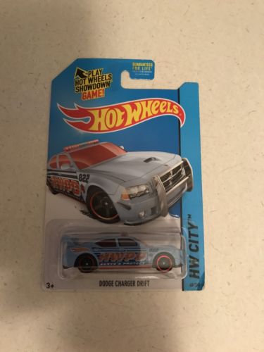 BLUE Dodge Charger Drift Police Car. HW City ~ 2014. BFC63. New in Blister Pack!