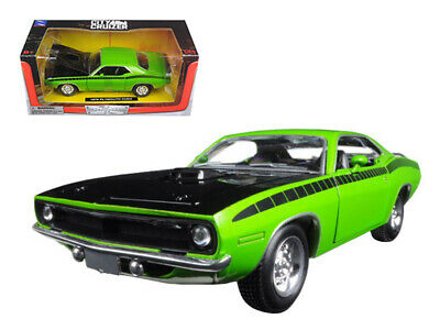 1970 Plymouth Cuda Green with Black 1/24 Diecast Model Car by New Ray