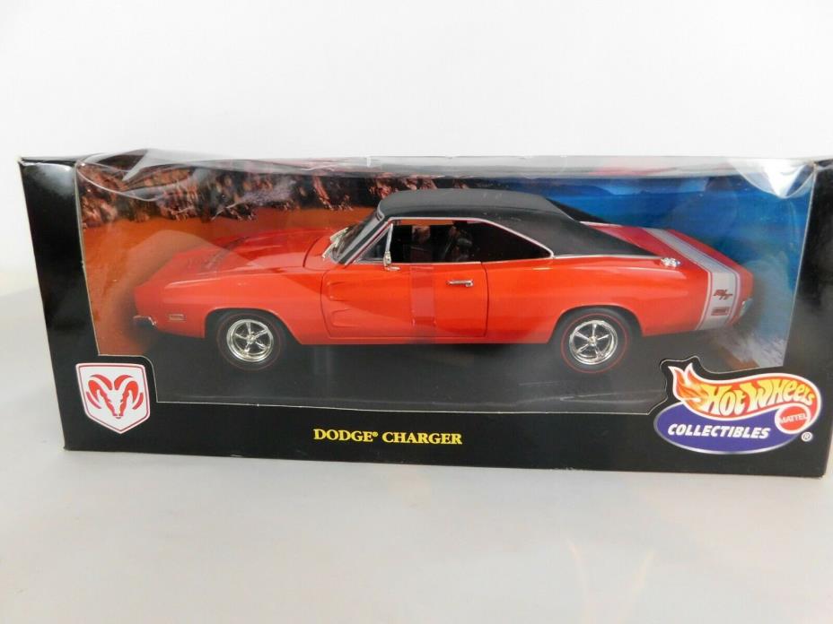 Hot Wheels Collectibles 1969 Dodge Charger Orange 1:18 Scale