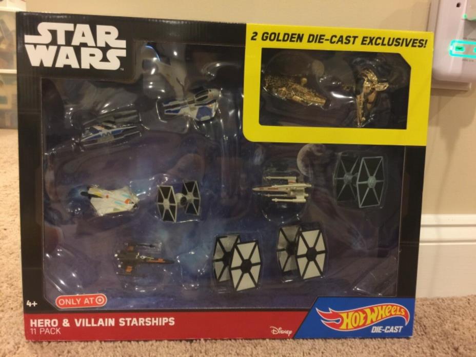 Hot Wheels Star Wars Hero & Villain Starships 11 Pack W/ 2 Golden Exclusive NEW