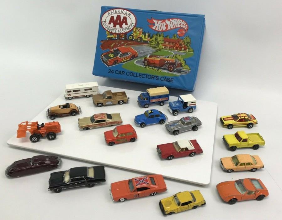 Mattel Hotwheels 24 Car Collector's Case with 19 mostly-Vintage Vehicles