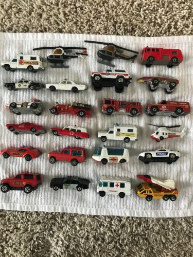 Matchbox Hot Wheels 24 Lot Fire Rescue Police Vintage 60s