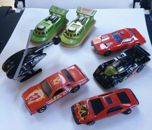Vintage Hotwheels and Matchbox car lot of 7 '72 Hovercraft, '78 Fire chief car +