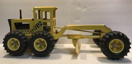 Vintage 17” Tonka Road Grader Yellow Pressed Metal Construction Toy