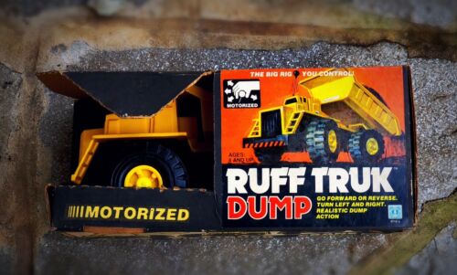 Vintage 80s Toy Dump Truck Hasbro Motorized Ruff Truk Dump NOS