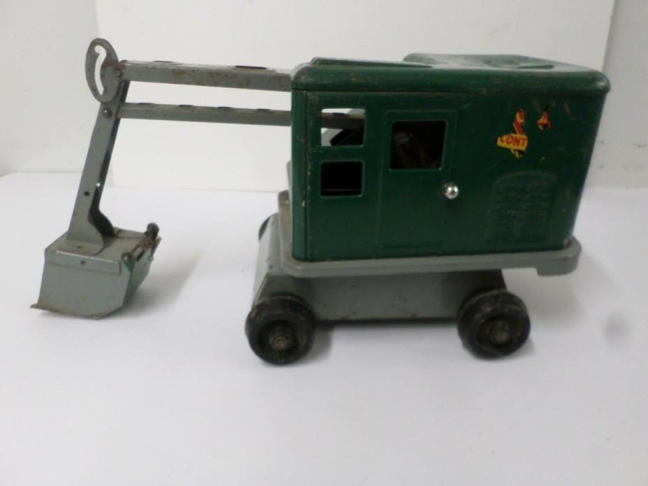 Vintage Pressed Steel Marx Lumar Contractors Toy Steam Shovel Green