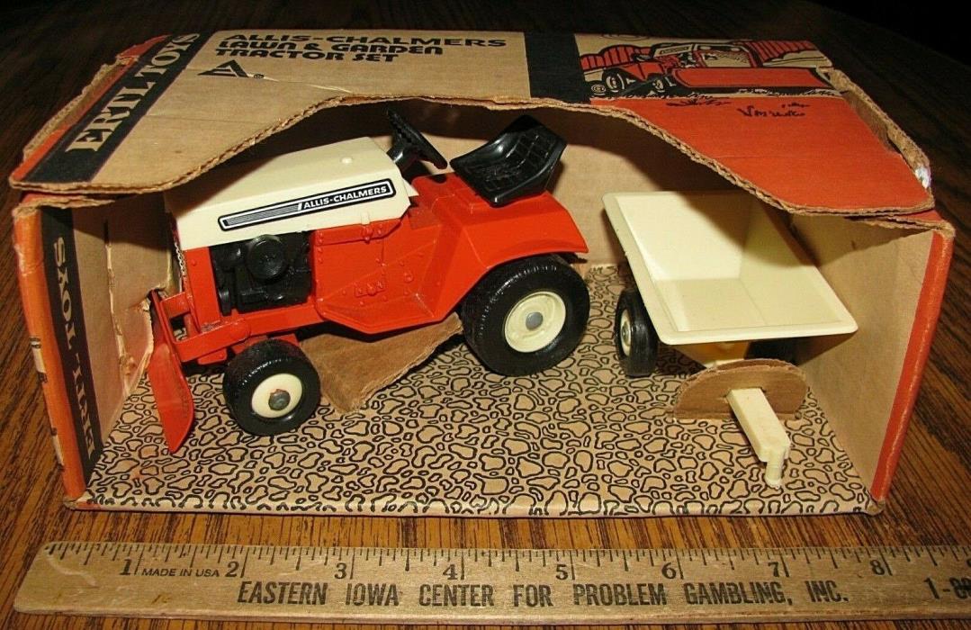 Rare Allis Chalmers AC Lawn Garden Tractor Set Blade & Wagon 1/16 Ertl Toy #151