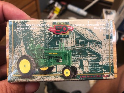 John Deere ERTL 50th Anniversary Model A Tractor With Farmer 1/64 Scale Die Cast