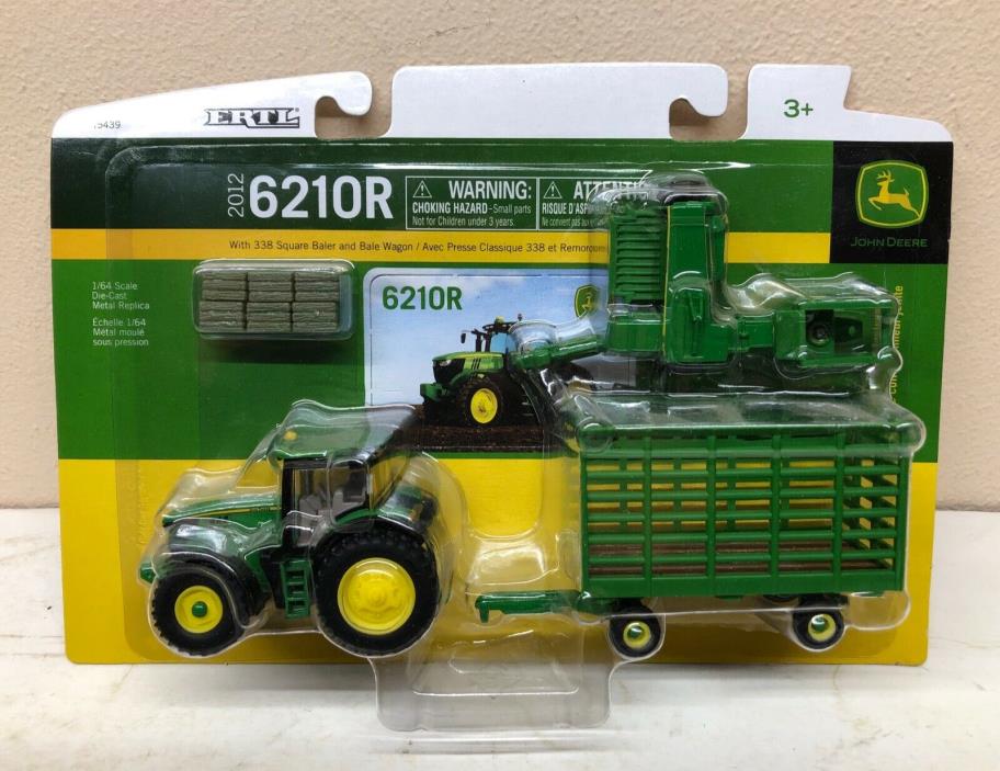 1/64 John Deere Model 6210R Tractor with Baler Bales & Wagon New by ERTL