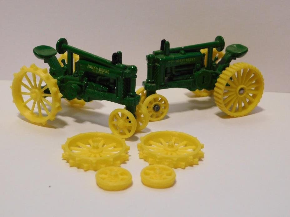 Custom 3D printed steel wheels for 1/64 John Deere 