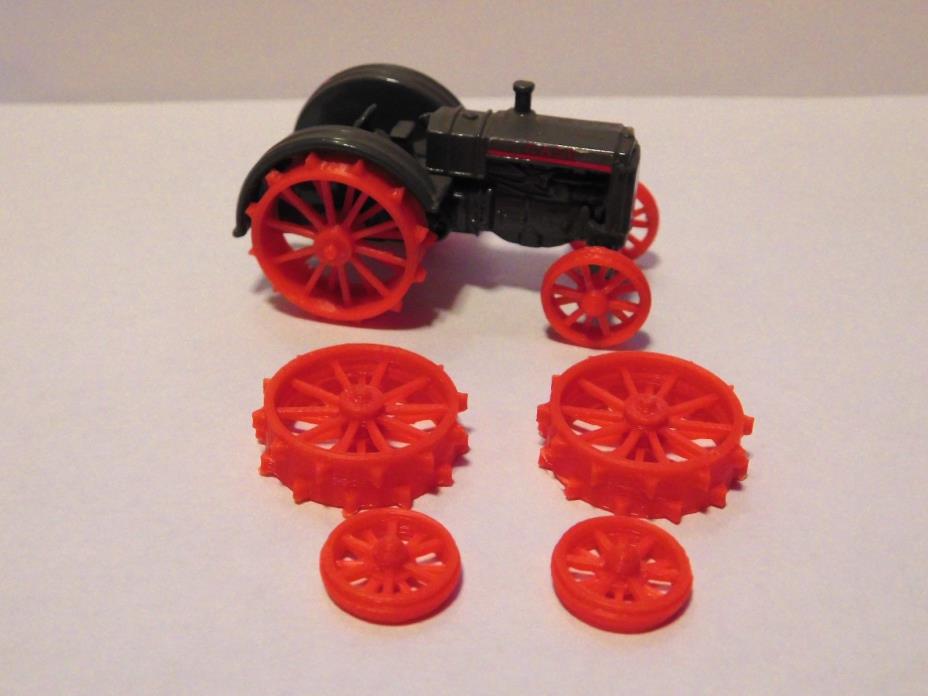 Custom 3D printed wheels for 1/64 antique Tractors.