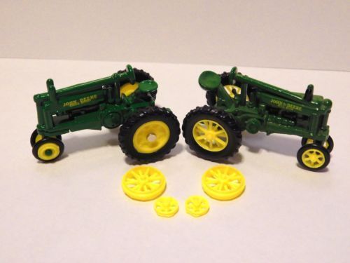 Custom 3D printed spoked rims for 1/64 John Deere Tractors.