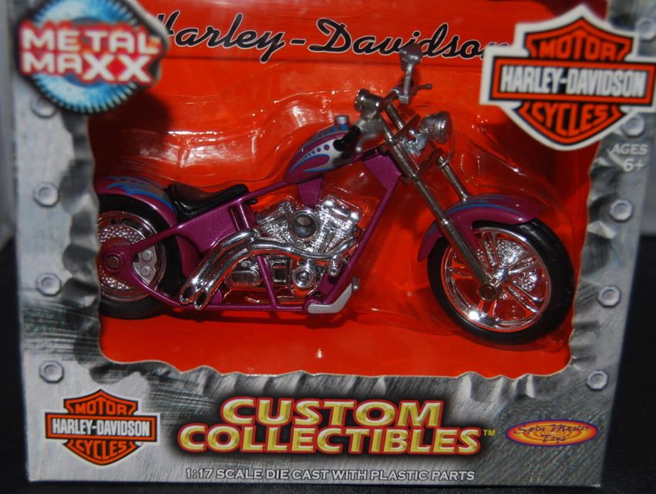HARLEY DAVIDSON METAL MAXX 1:17 FXDWG DYNA WIDE GLIDE PURPLE WITH SILVER DECALS