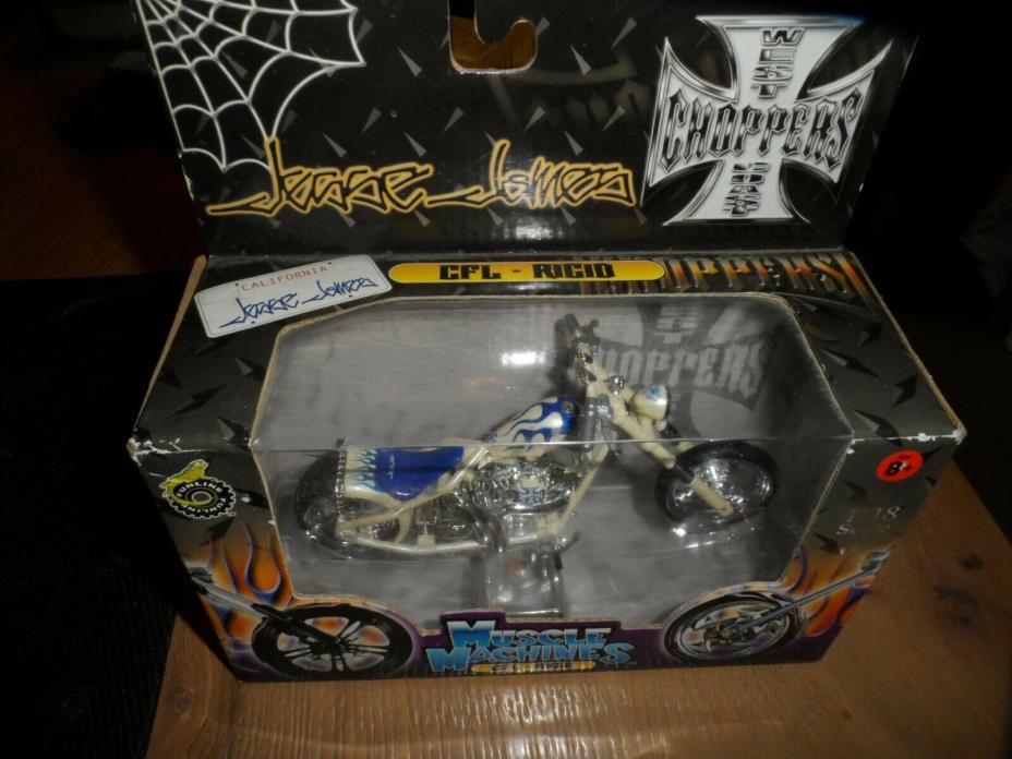 NIB MUSCLE MACHINES Jesse James White CHERRY CFL Die-Cast CHOPPER ~ 1:18 Scale