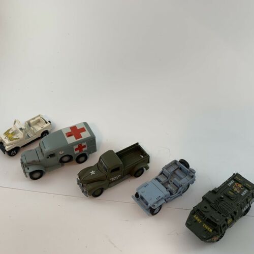 Vintage Johnny Lightening Lot Of 5 Toys Trucks 1997 Die Cast Army Jeep WW2 Ford