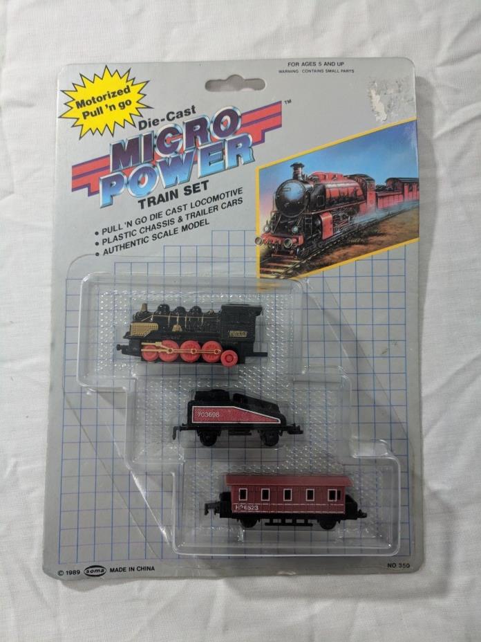 Train Set 1989 SOMA DIE-CAST MICRO POWER ON CARD Motorized Pull N Go