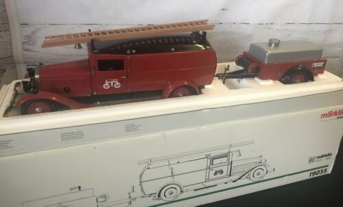 MARKLIN 19035 CLOCKWORK FIRE TRUCK WITH TANK TRAILER LIMITED EDITION 1:16 scale