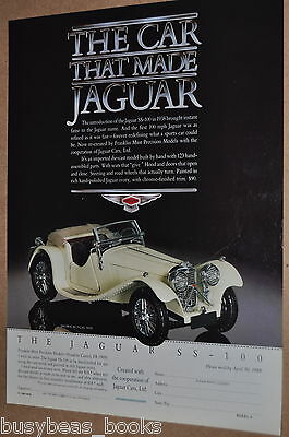 1988 Franklin Mint advertisement for the 1938 JAGUAR SS-100 model