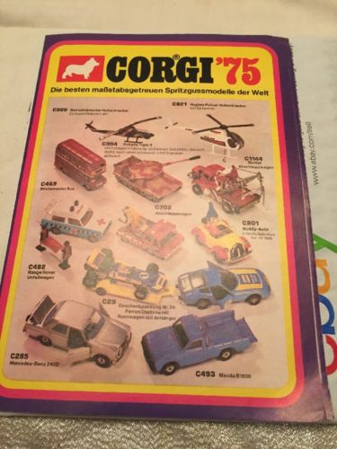 Vintage 1975 German Corgi Die Cast Cars & Trucks Diecast 8 Page Catalog