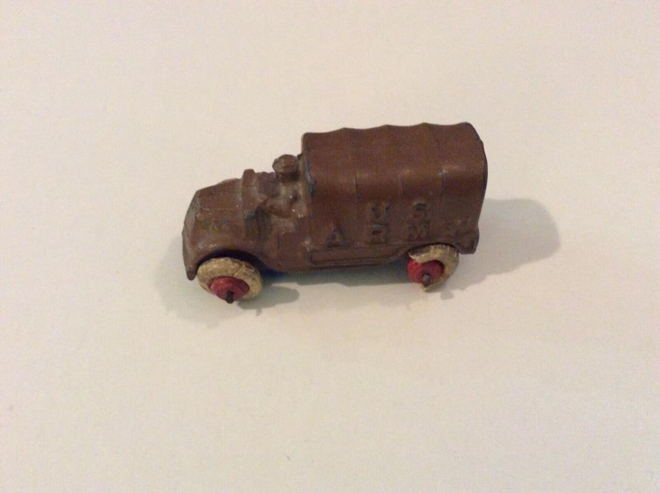 VINTAGE TOY METAL US ARMY TRUCK WITH RUBBER WHEELS