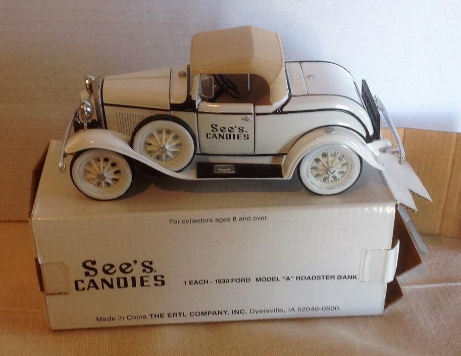 See's Candies Ertl -Toy Model A Roadster Bank 1930 Ford New
