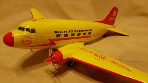 SHELL PETROLEUM COMPANY DC-3 FIFTH IN A SERIES AIRPLANE COIN BANK