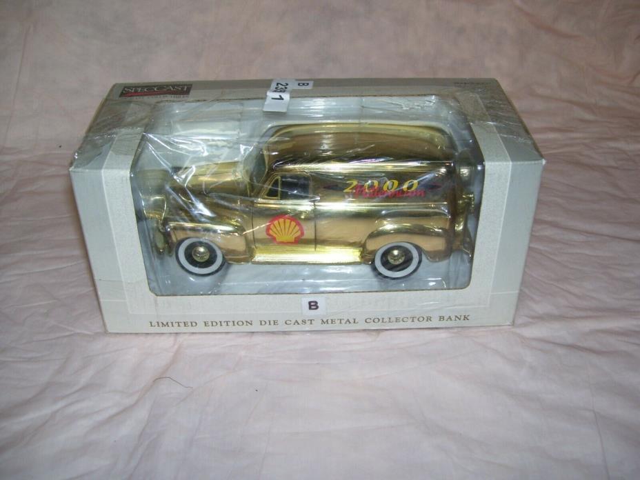 SHELL OIL CO. 1952 CHEVEROLET PANEL VAN COIN BANK DIE-CAST METAL LIBERTY CLASSIC