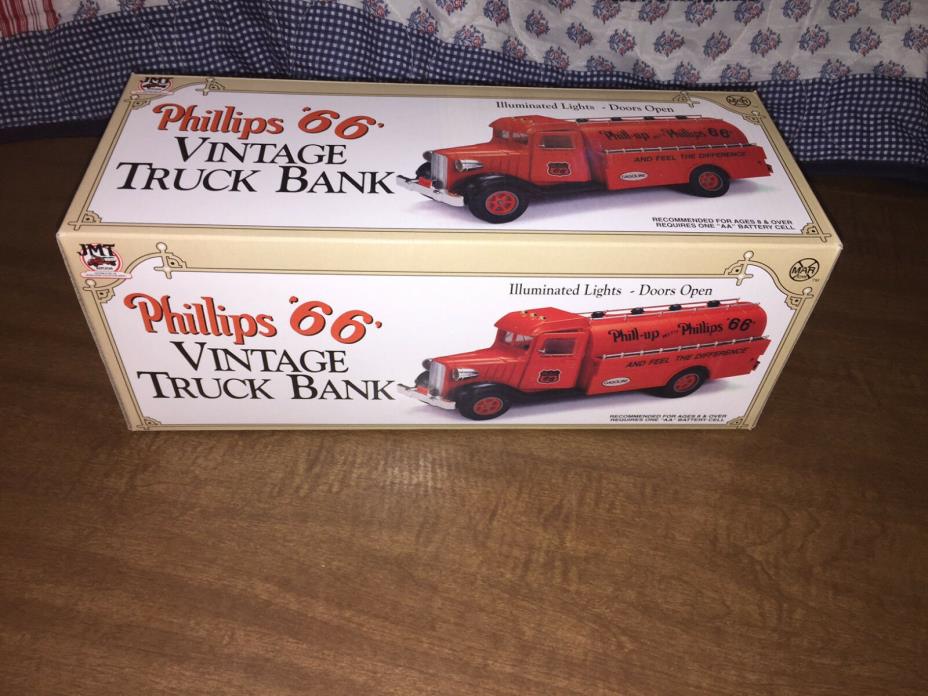 Phillips 66 Vintage Lighted Toy Truck Bank Promo Collectors Series 1, Orange New