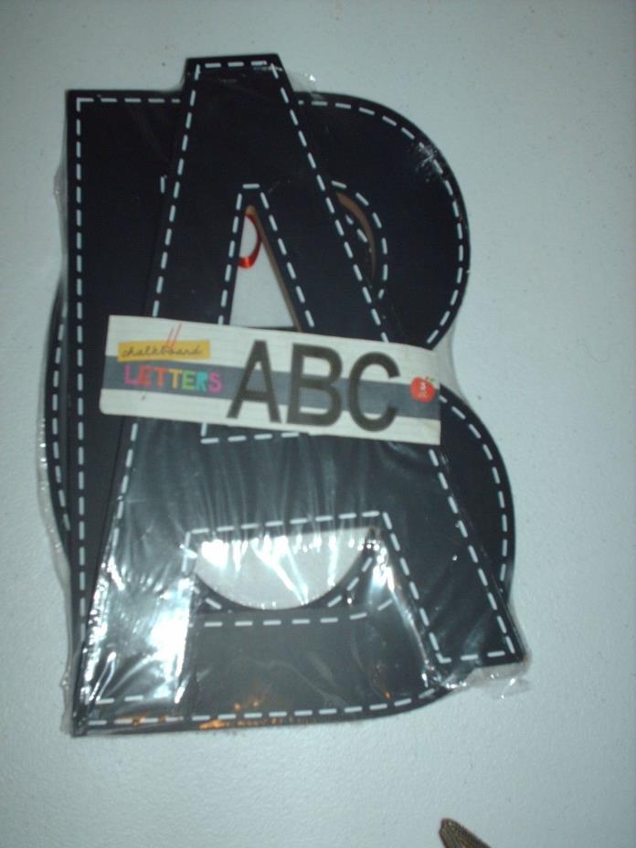 NEW IN PACKAGE WALL HANGING Wood ABC CHALKBOARD Letters set -9 3/4
