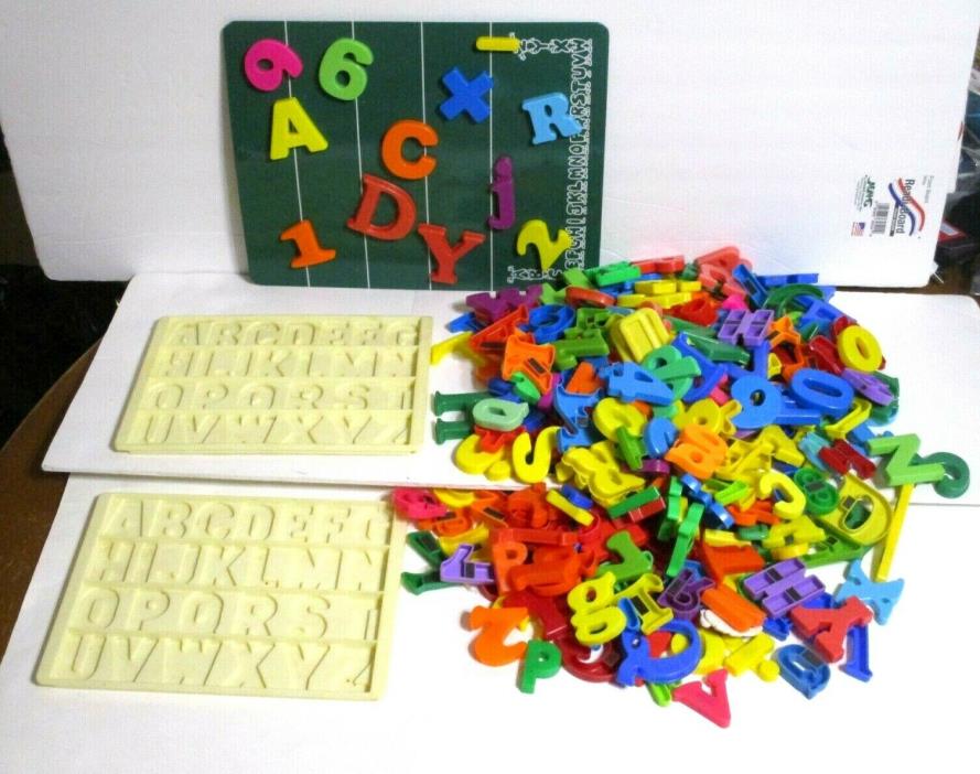 Lot Of 2LBS Magnetic Alphabet Numbers + Magnetic Board, holders