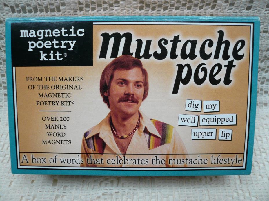 Magnetic Poetry Kit Mustache Poet Magnets 200 words/fragments Fridge Locker New