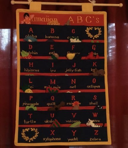 Childs Hawaiian ABC’s Wall Hanging~Felt abc items approx. (14 1/4” x 20 1/2”)