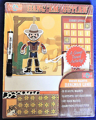 Hang 'em Outlaw Wooden & Magnetic Hangman Game Travel Activity T.S.Shure c2015