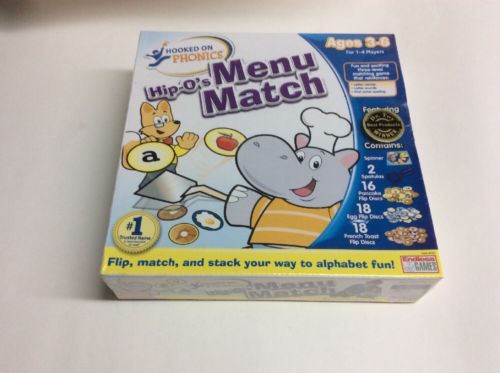 Hooked On Phonics ~ Hip-O's Menu Match ~ Game ~ Ages 3 4 5 6 ~ New In Box NIB