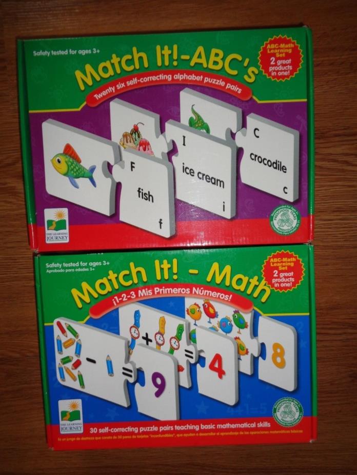 Lot of 2 Match It! Puzzles Math ABC'sThe Learning Journey COMPLETE (EUC)