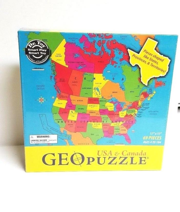 NEW GeoPuzzle USA & Canada 69 Piece Puzzle Award Winning Toy State Shaped Pieces