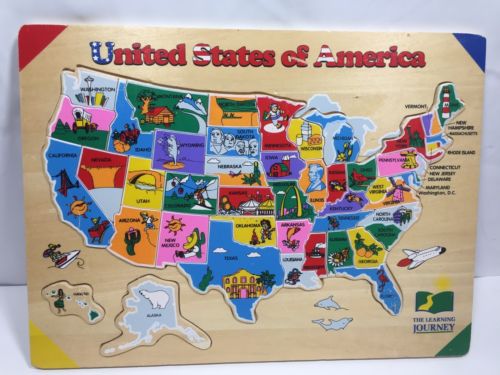 United States Wooden Puzzle The Learning Journey Lift & Learn USA Map Tray