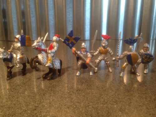 Lot of Safari LTD 6 Figures & 2 Horses Knights Medieval