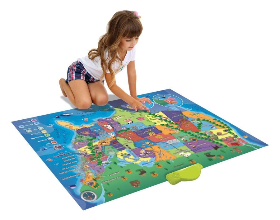 Learn & Climb Electronic Kids Map of the United States - 500 Facts and Quizzes A