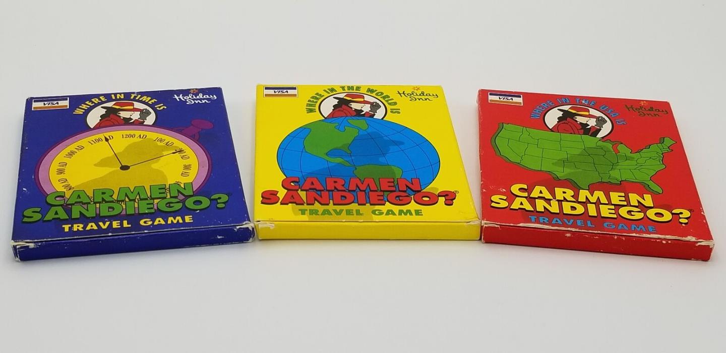 Where in the World is Carmen Sandiego Travel Card Game (1992) Lot of 3 Games HTF