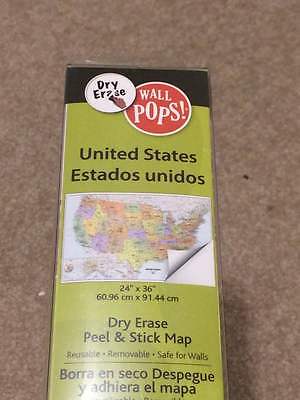 WALL POPS! Dry erase United States peel & stick map NEW in box! 24