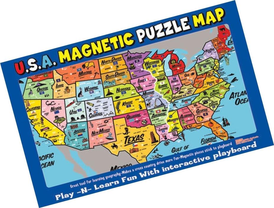 Ata-Boy Magnetic USA Map Play-n-Learn Puzzle Board