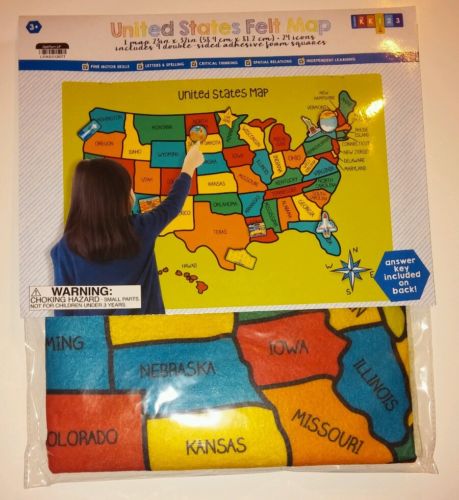 United States Felt Classroom Map Wall Hanging Horizon Group USA, Inc Homeschool