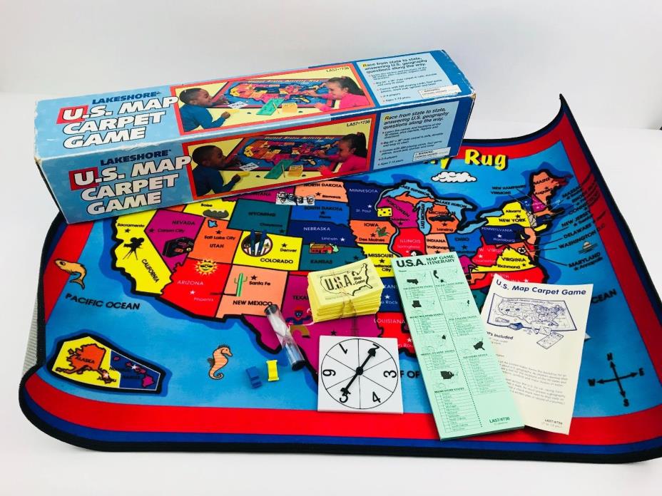 Lakeshore U.S. Map Carpet Game Vintage 1986 with Original Box Rare Board Game
