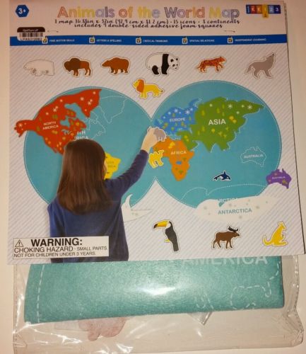 New Animals Of The World Felt Map-teacher-classroom-prek-1st Grade